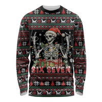 Six Seven Santa Skeleton Long Sleeve Shirt Funny Christmas Skull - Wonder Print Shop