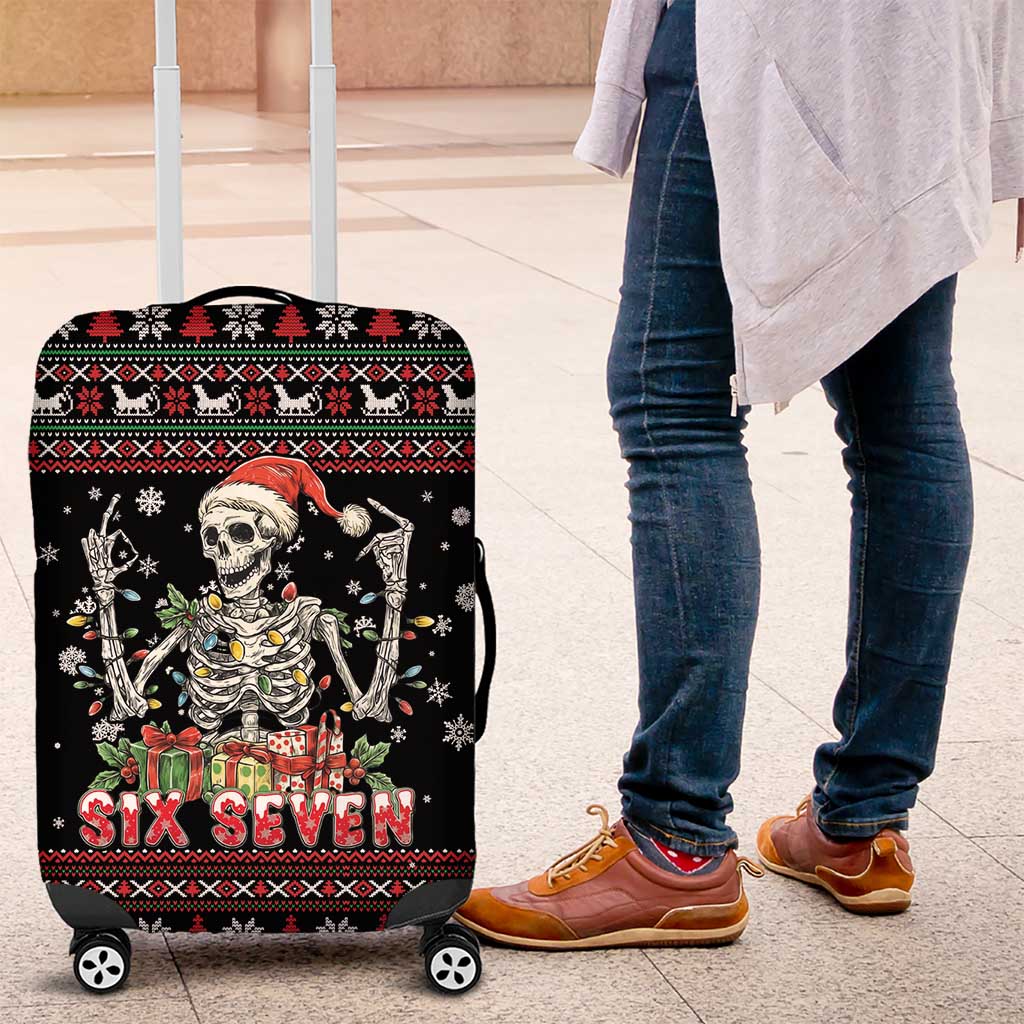 Six Seven Santa Skeleton Luggage Cover Funny Christmas Skull - Wonder Print Shop