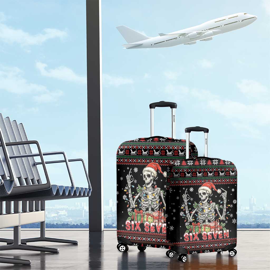 Six Seven Santa Skeleton Luggage Cover Funny Christmas Skull - Wonder Print Shop