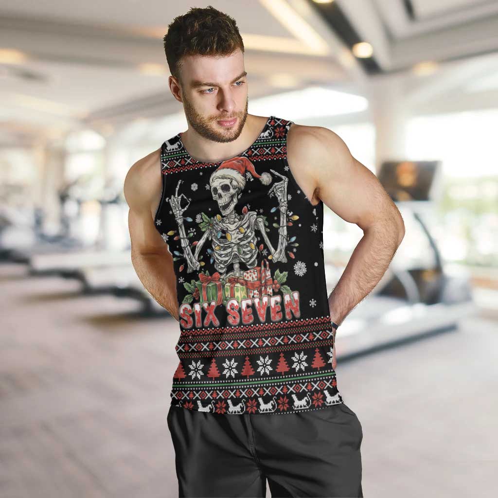 Six Seven Santa Skeleton Men Tank Top Funny Christmas Skull - Wonder Print Shop