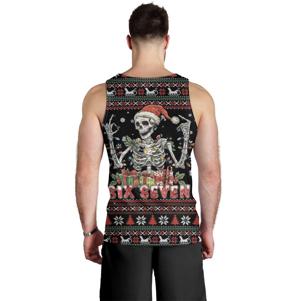 Six Seven Santa Skeleton Men Tank Top Funny Christmas Skull - Wonder Print Shop