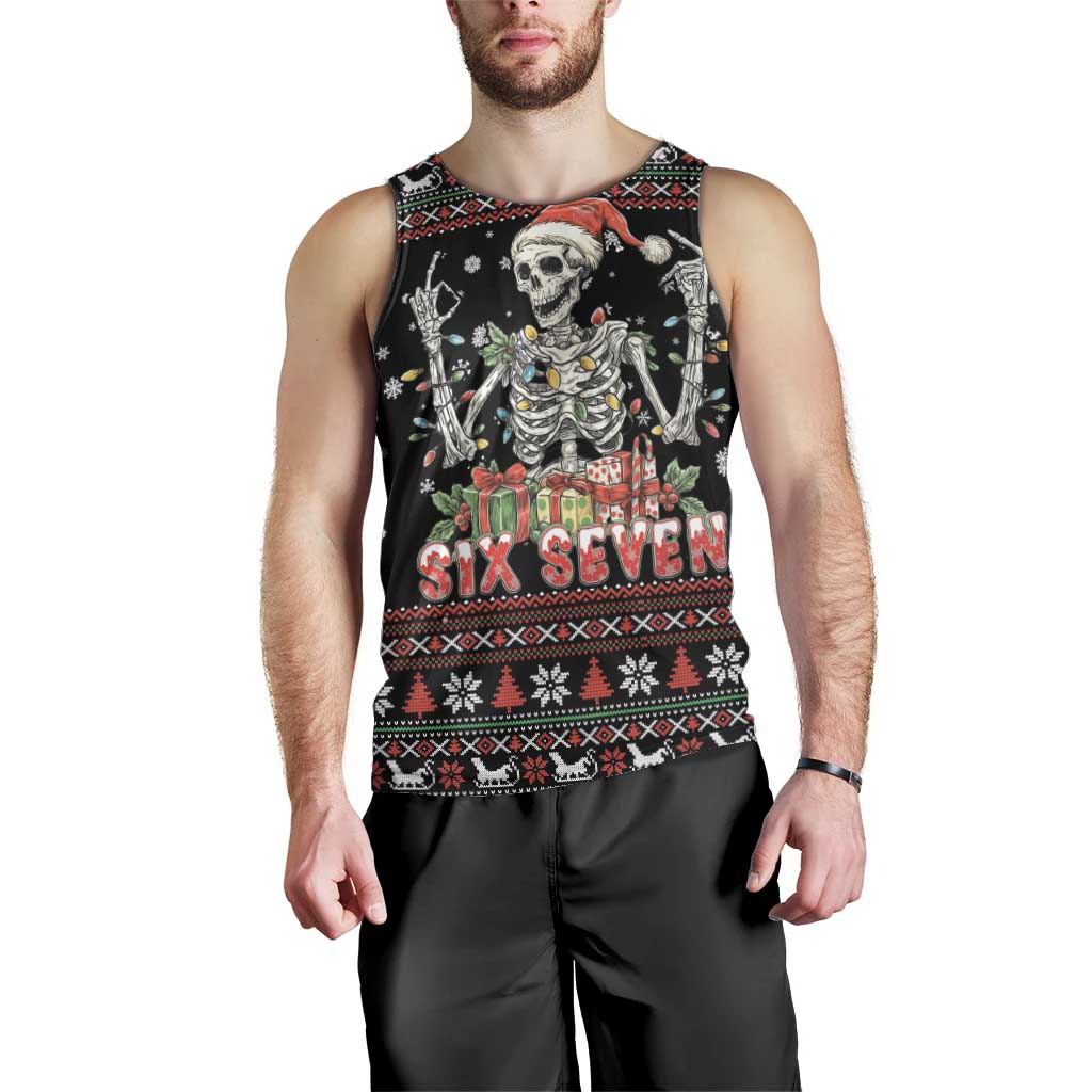 Six Seven Santa Skeleton Men Tank Top Funny Christmas Skull - Wonder Print Shop