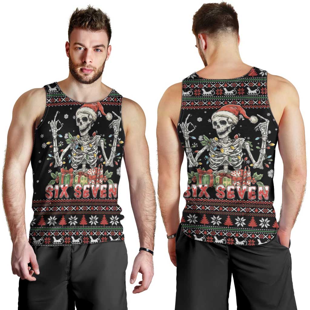 Six Seven Santa Skeleton Men Tank Top Funny Christmas Skull - Wonder Print Shop