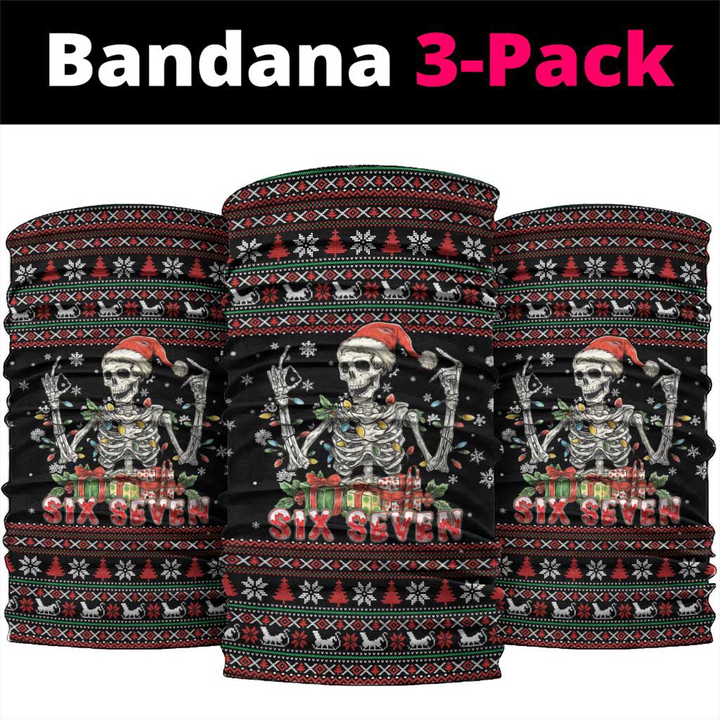Six Seven Santa Skeleton Neck Gaiter Funny Christmas Skull - Wonder Print Shop