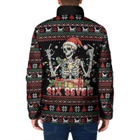 Six Seven Santa Skeleton Padded Jacket Funny Christmas Skull - Wonder Print Shop