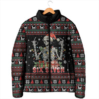 Six Seven Santa Skeleton Padded Jacket Funny Christmas Skull - Wonder Print Shop