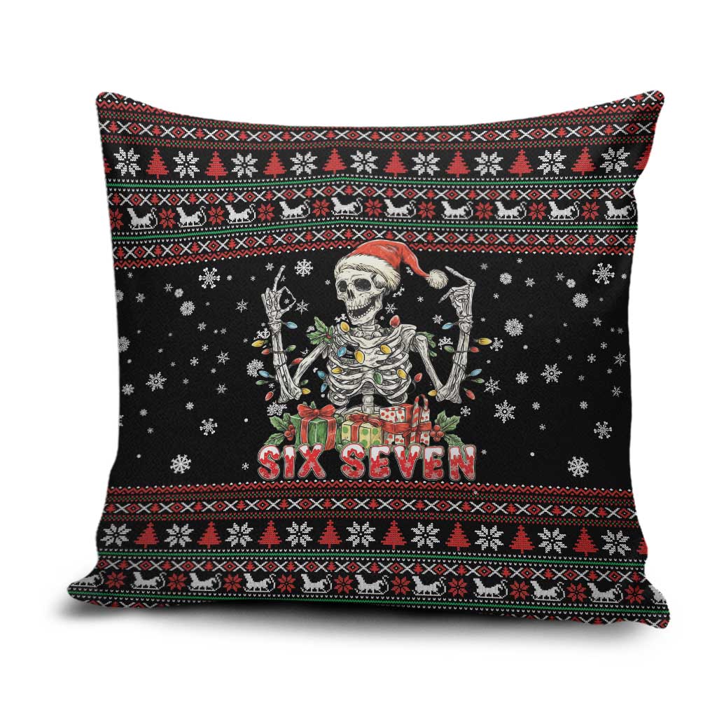 Six Seven Santa Skeleton Pillow Cover Funny Christmas Skull - Wonder Print Shop