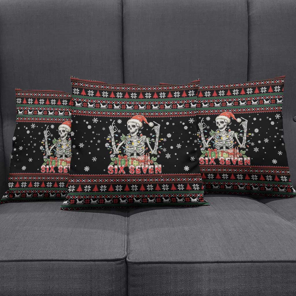 Six Seven Santa Skeleton Pillow Cover Funny Christmas Skull - Wonder Print Shop