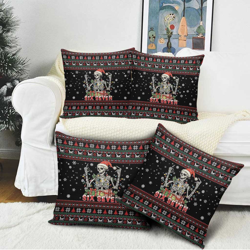 Six Seven Santa Skeleton Pillow Cover Funny Christmas Skull - Wonder Print Shop