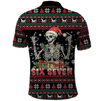 Six Seven Santa Skeleton Polo Shirt Funny Christmas Skull - Wonder Print Shop
