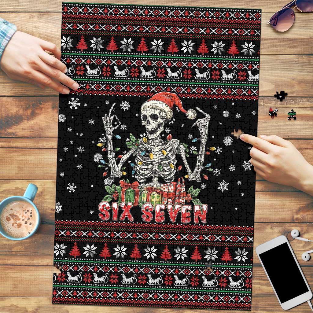 Six Seven Santa Skeleton Puzzle Funny Christmas Skull - Wonder Print Shop