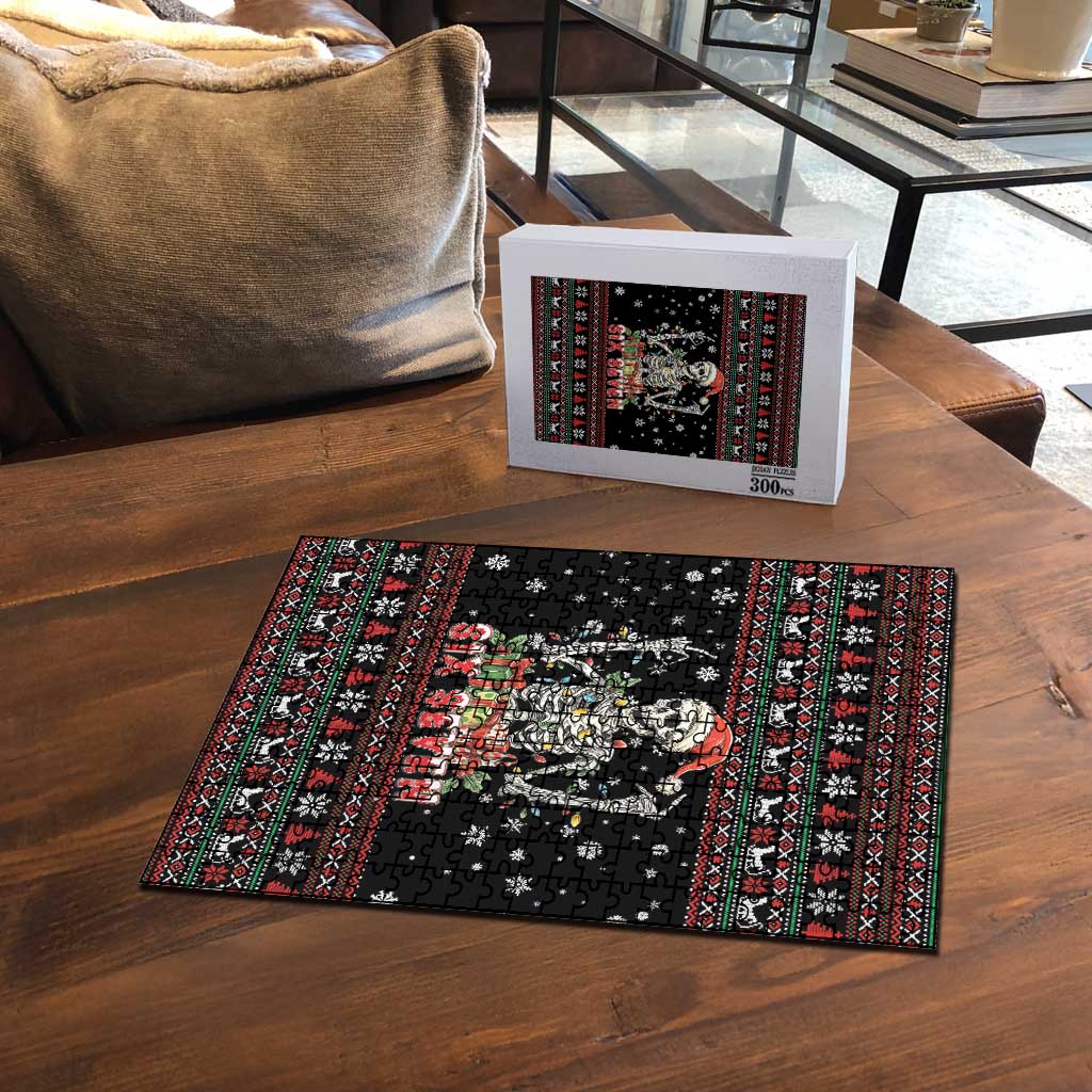 Six Seven Santa Skeleton Puzzle Funny Christmas Skull - Wonder Print Shop