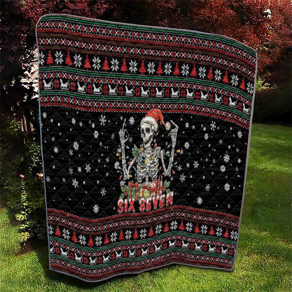 Six Seven Santa Skeleton Quilt Funny Christmas Skull - Wonder Print Shop