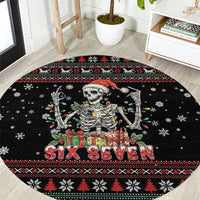 Six Seven Santa Skeleton Round Carpet Funny Christmas Skull - Wonder Print Shop