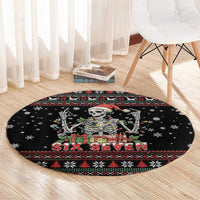 Six Seven Santa Skeleton Round Carpet Funny Christmas Skull - Wonder Print Shop