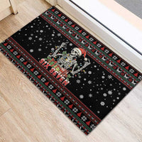 Six Seven Santa Skeleton Rubber Doormat Funny Christmas Skull - Wonder Print Shop