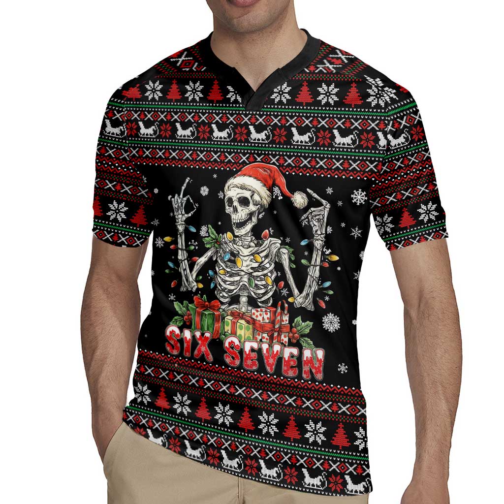 Six Seven Santa Skeleton Rugby Jersey Funny Christmas Skull - Wonder Print Shop