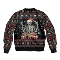 Six Seven Santa Skeleton Sleeve Zip Bomber Jacket Funny Christmas Skull - Wonder Print Shop