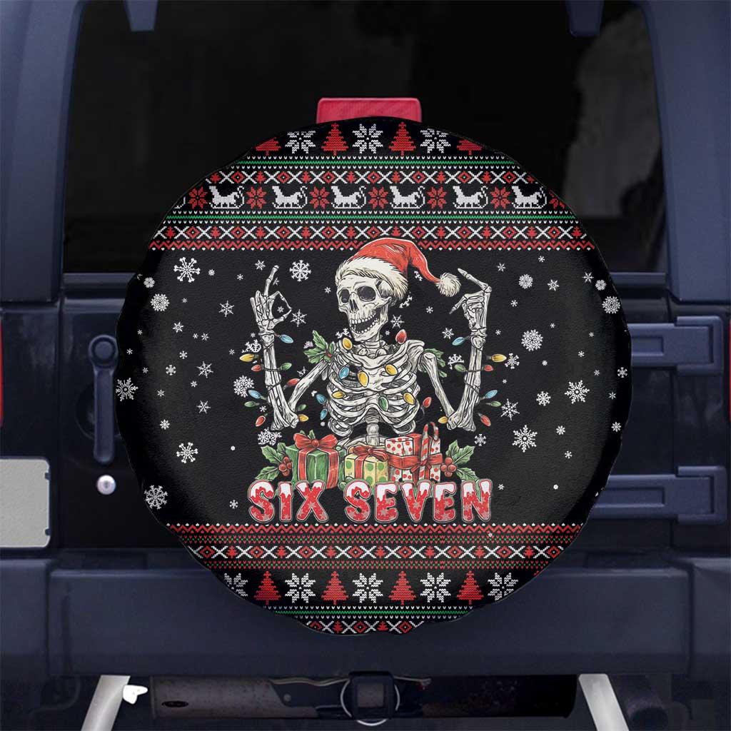 Six Seven Santa Skeleton Spare Tire Cover Funny Christmas Skull - Wonder Print Shop