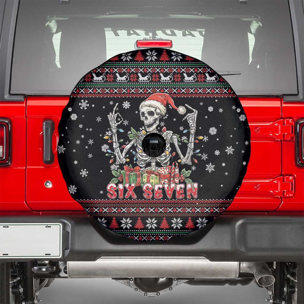Six Seven Santa Skeleton Spare Tire Cover Funny Christmas Skull - Wonder Print Shop