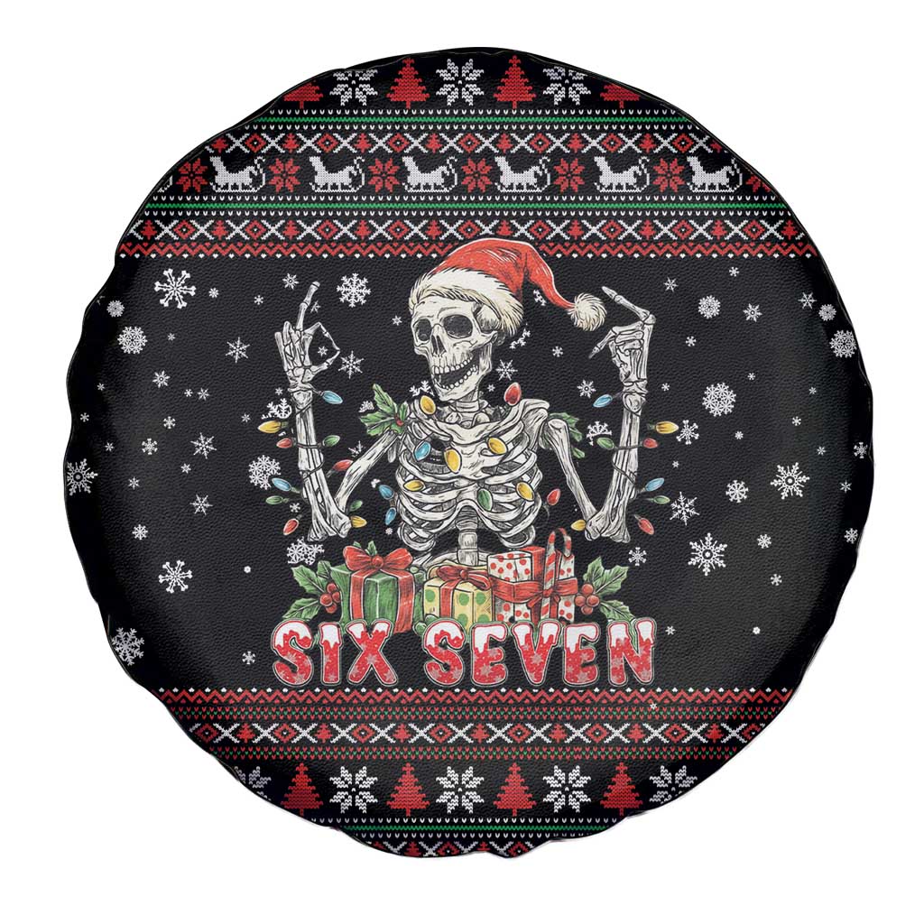 Six Seven Santa Skeleton Spare Tire Cover Funny Christmas Skull - Wonder Print Shop