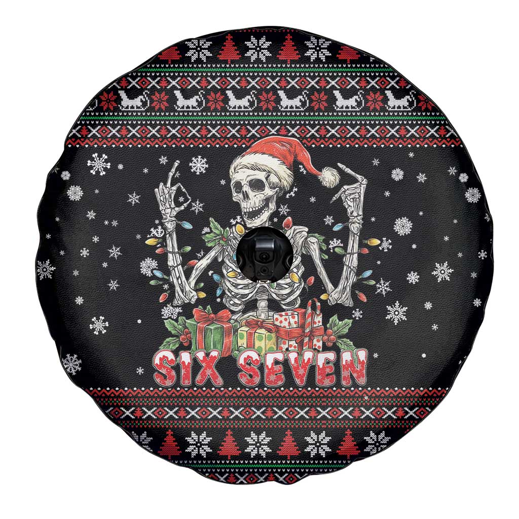 Six Seven Santa Skeleton Spare Tire Cover Funny Christmas Skull - Wonder Print Shop