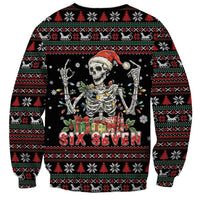 Six Seven Santa Skeleton Sweatshirt Funny Christmas Skull - Wonder Print Shop