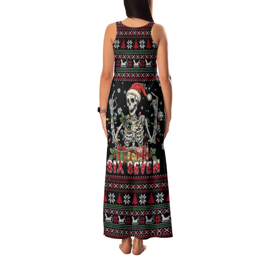 Six Seven Santa Skeleton Tank Maxi Dress Funny Christmas Skull - Wonder Print Shop