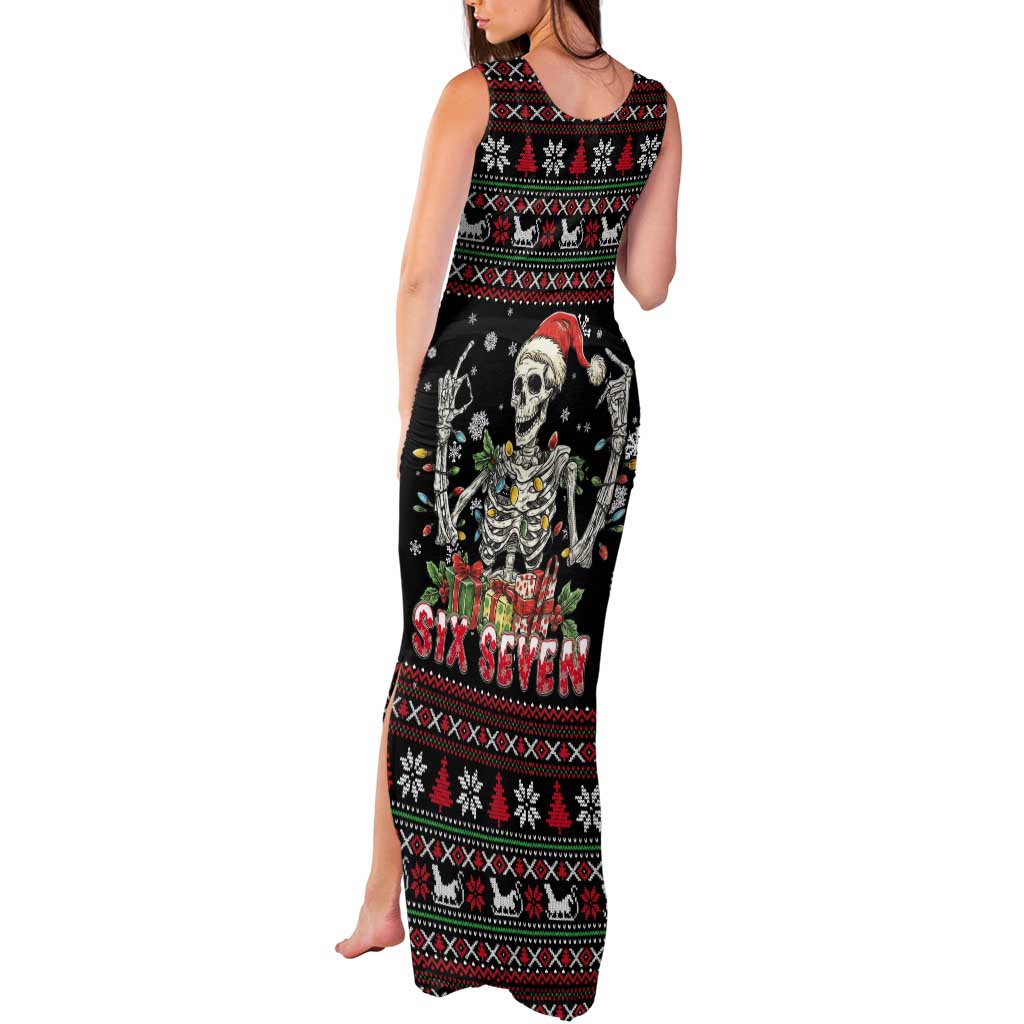 Six Seven Santa Skeleton Tank Maxi Dress Funny Christmas Skull - Wonder Print Shop