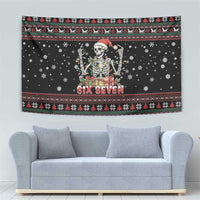 Six Seven Santa Skeleton Tapestry Funny Christmas Skull - Wonder Print Shop