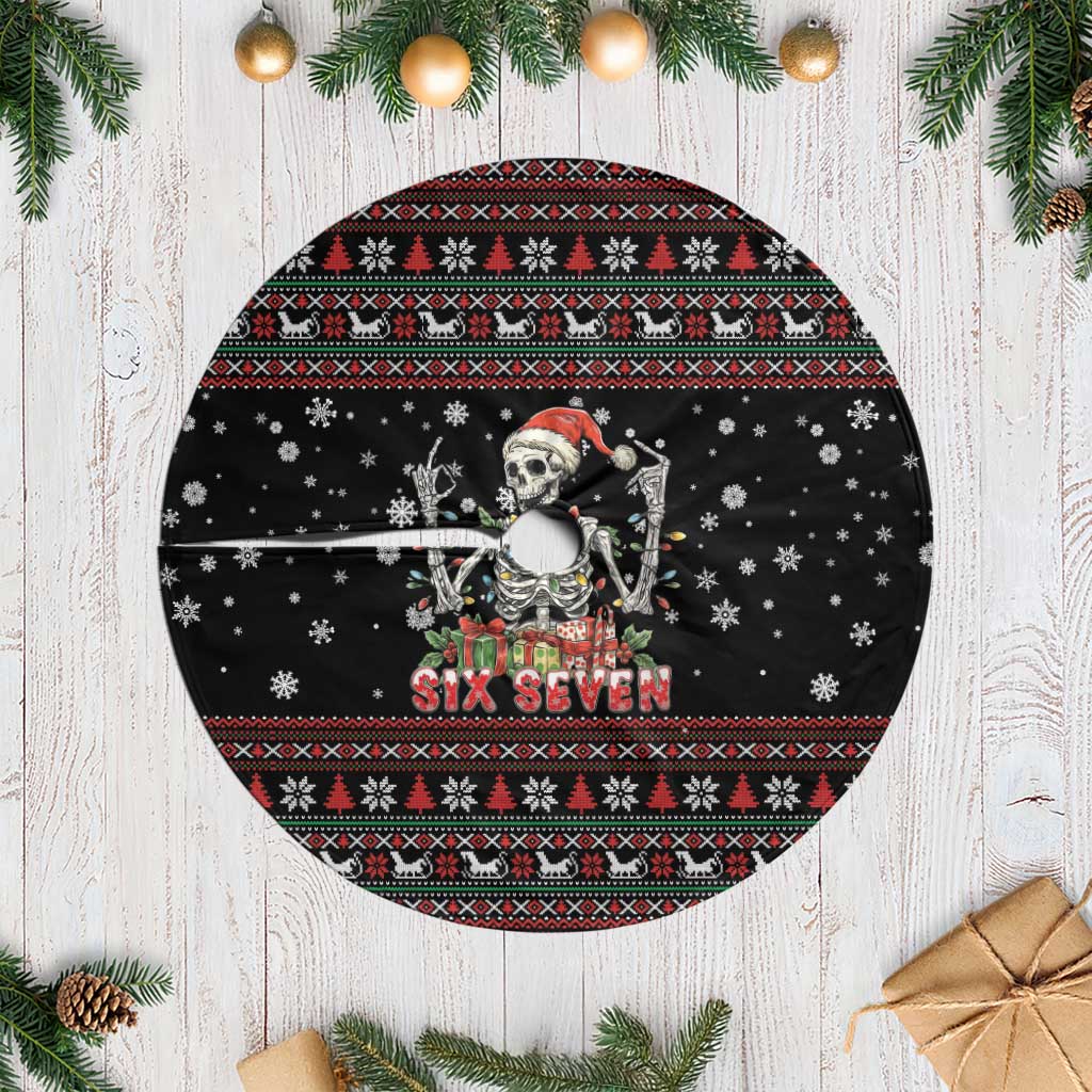 Six Seven Santa Skeleton Tree Skirt Funny Christmas Skull - Wonder Print Shop