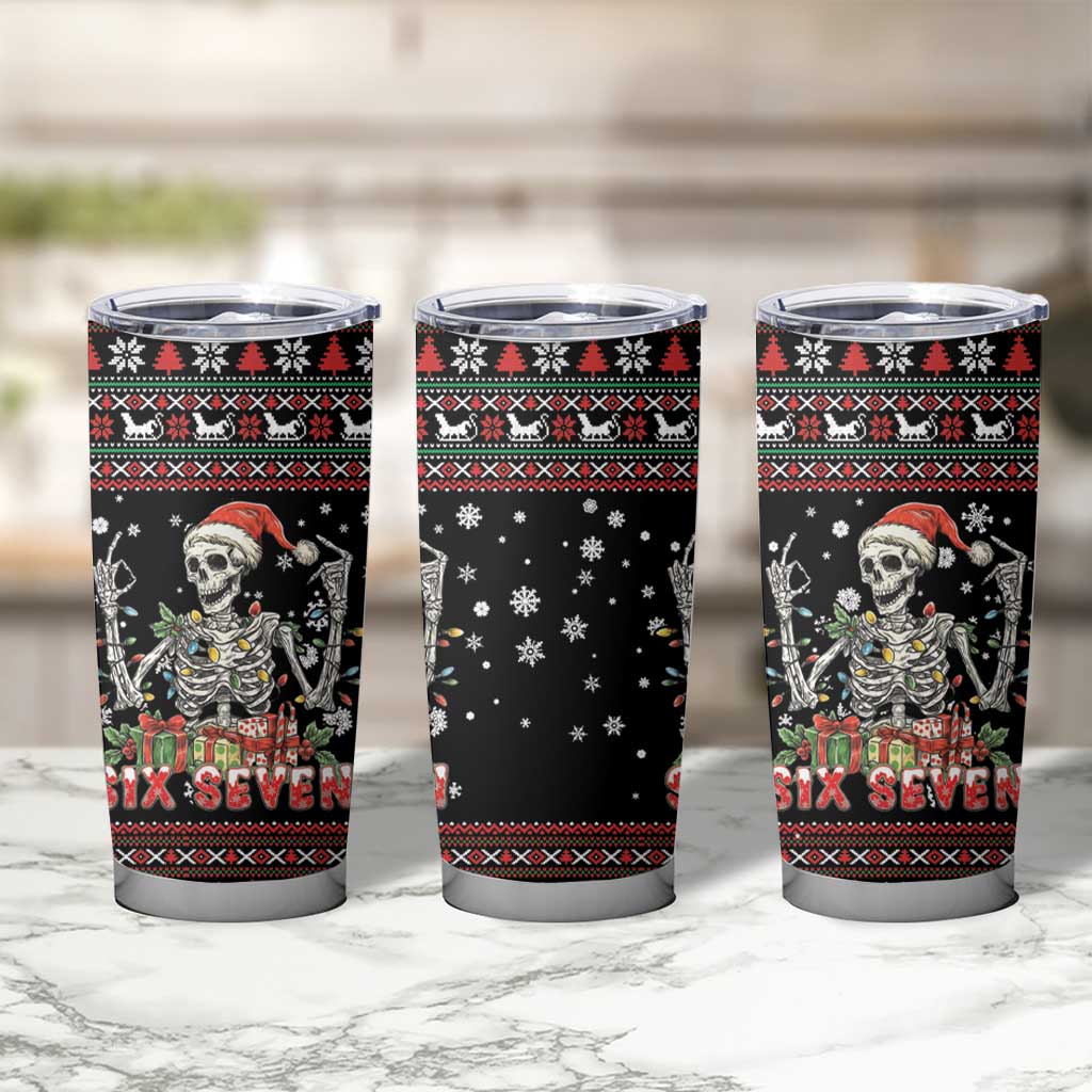 Six Seven Santa Skeleton Tumbler Cup Funny Christmas Skull - Wonder Print Shop