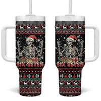 Six Seven Santa Skeleton Tumbler With Handle Funny Christmas Skull - Wonder Print Shop