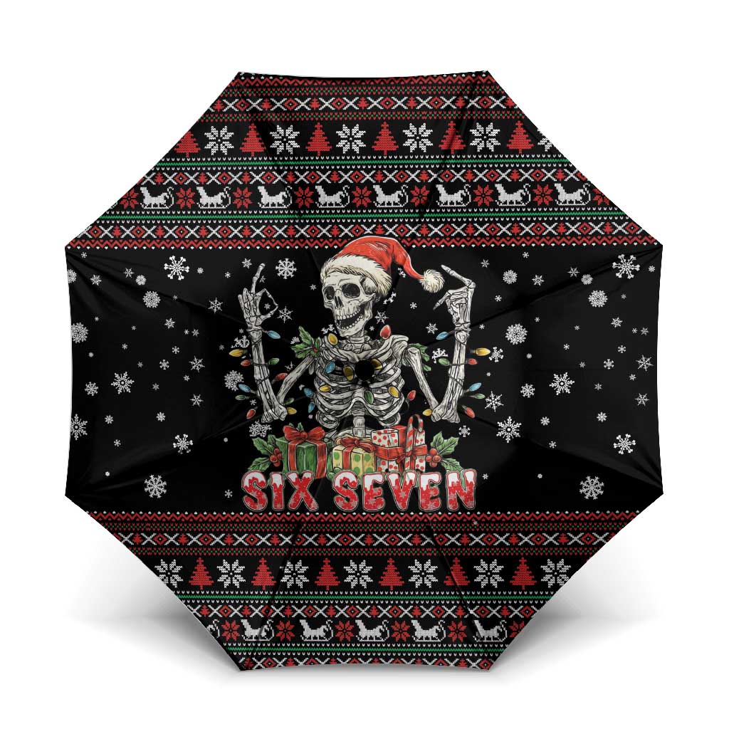 Six Seven Santa Skeleton Umbrella Funny Christmas Skull - Wonder Print Shop