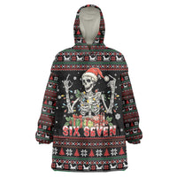Six Seven Santa Skeleton Wearable Blanket Hoodie Funny Christmas Skull - Wonder Print Shop