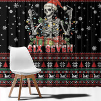 Six Seven Santa Skeleton Window Curtain Funny Christmas Skull - Wonder Print Shop