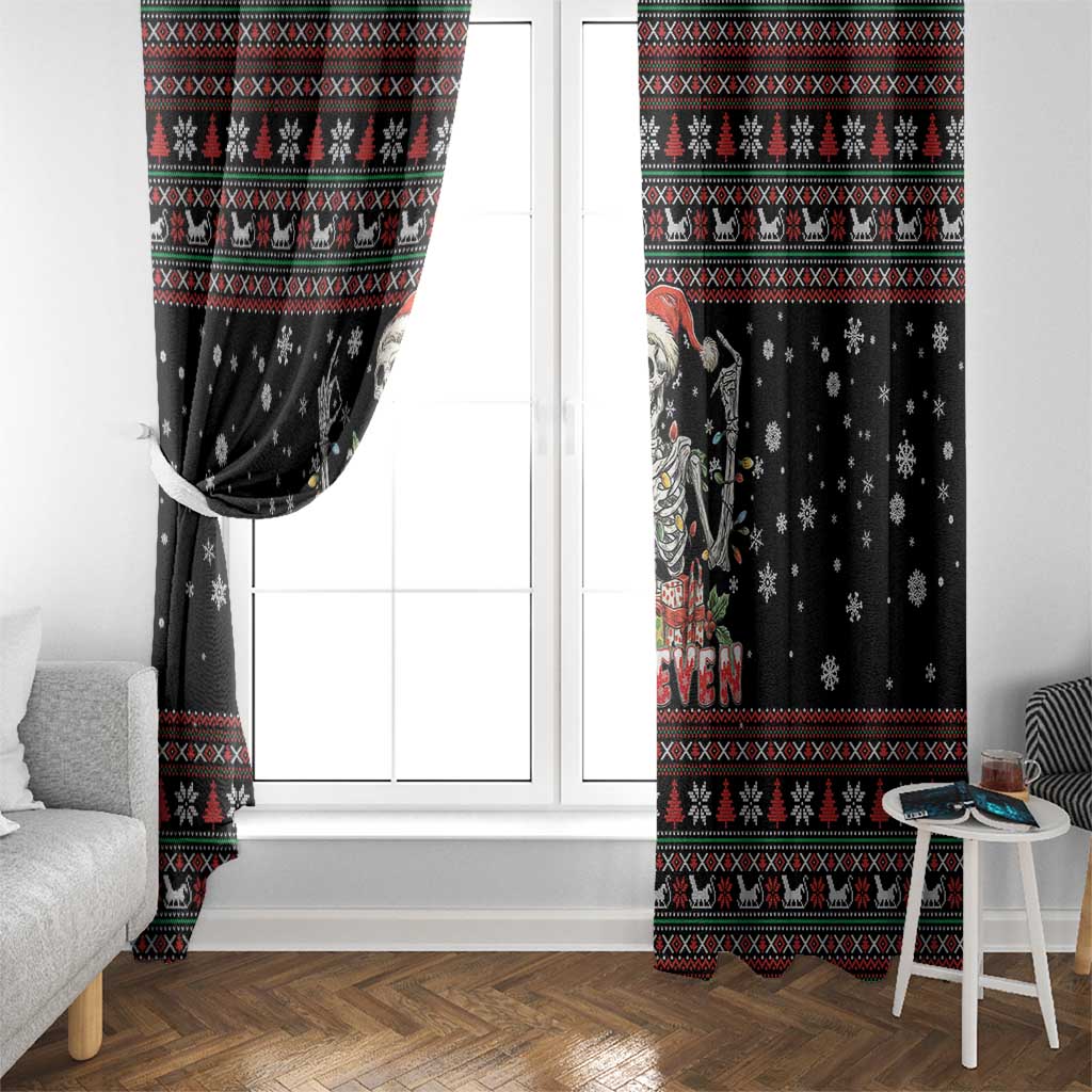 Six Seven Santa Skeleton Window Curtain Funny Christmas Skull - Wonder Print Shop