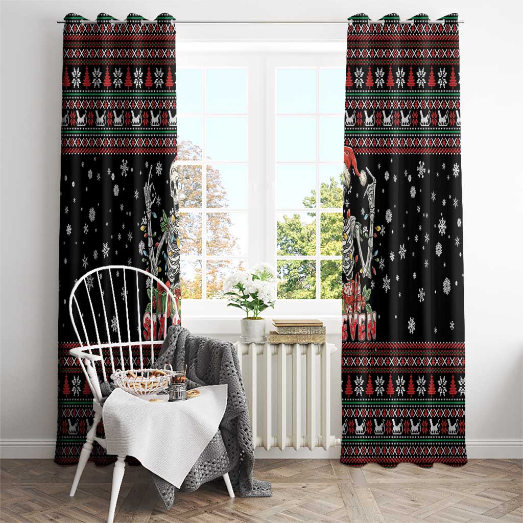 Six Seven Santa Skeleton Window Curtain Funny Christmas Skull - Wonder Print Shop