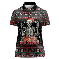 Six Seven Santa Skeleton Women Polo Shirt Funny Christmas Skull - Wonder Print Shop