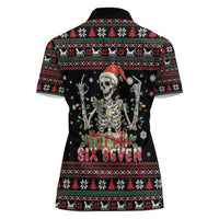 Six Seven Santa Skeleton Women Polo Shirt Funny Christmas Skull - Wonder Print Shop