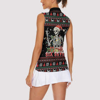 Six Seven Santa Skeleton Women Sleeveless Polo Shirt Funny Christmas Skull - Wonder Print Shop
