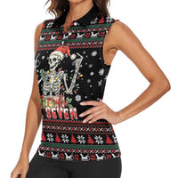 Six Seven Santa Skeleton Women Sleeveless Polo Shirt Funny Christmas Skull - Wonder Print Shop