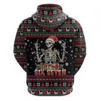 Six Seven Santa Skeleton Zip Hoodie Funny Christmas Skull - Wonder Print Shop