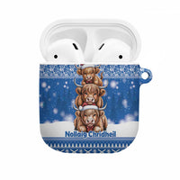 Scotland Highland Cow Christmas AirPods Case Nollaig Chridheil Blue Winter - Wonder Print Shop