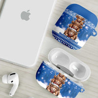 Scotland Highland Cow Christmas AirPods Case Nollaig Chridheil Blue Winter - Wonder Print Shop