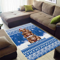 Scotland Highland Cow Christmas Area Rug Nollaig Chridheil Blue Winter - Wonder Print Shop