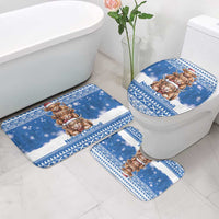 Scotland Highland Cow Christmas Bathroom Set Nollaig Chridheil Blue Winter - Wonder Print Shop
