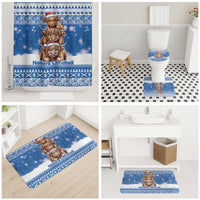 Scotland Highland Cow Christmas Bathroom Set Nollaig Chridheil Blue Winter - Wonder Print Shop