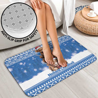 Scotland Highland Cow Christmas Bathroom Set Nollaig Chridheil Blue Winter - Wonder Print Shop