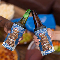 Scotland Highland Cow Christmas 4 in 1 Can Cooler Tumbler Nollaig Chridheil Blue Winter - Wonder Print Shop